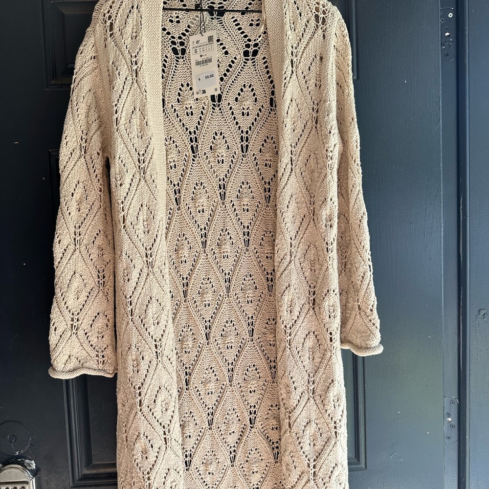 Zara LONG POINTELLE KNIT
CARDIGAN